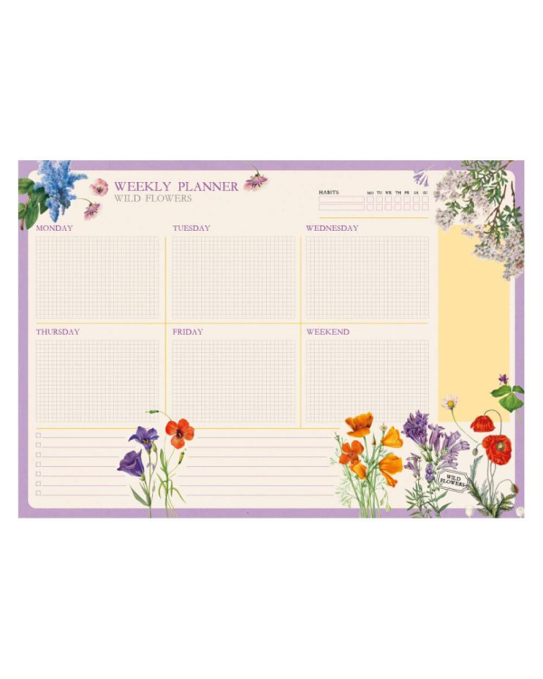 A3 Weekly Planner Notepad Wild Flowers