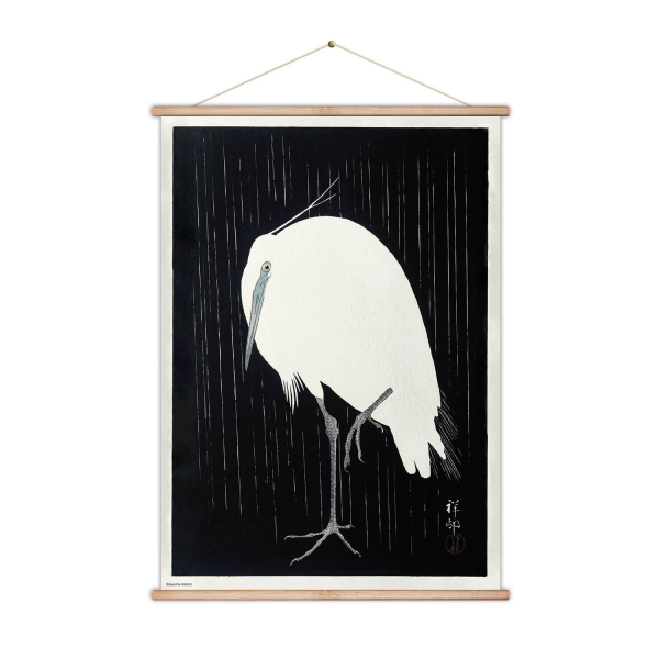 Egret In The Rain Wooden...