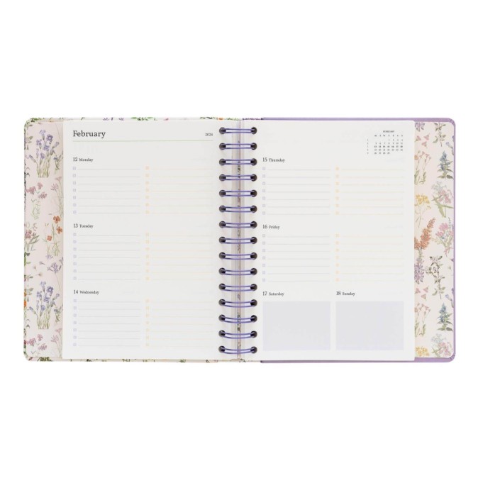 Wild Flowers 2023/2024 Premium Diary Week To View 17 Months